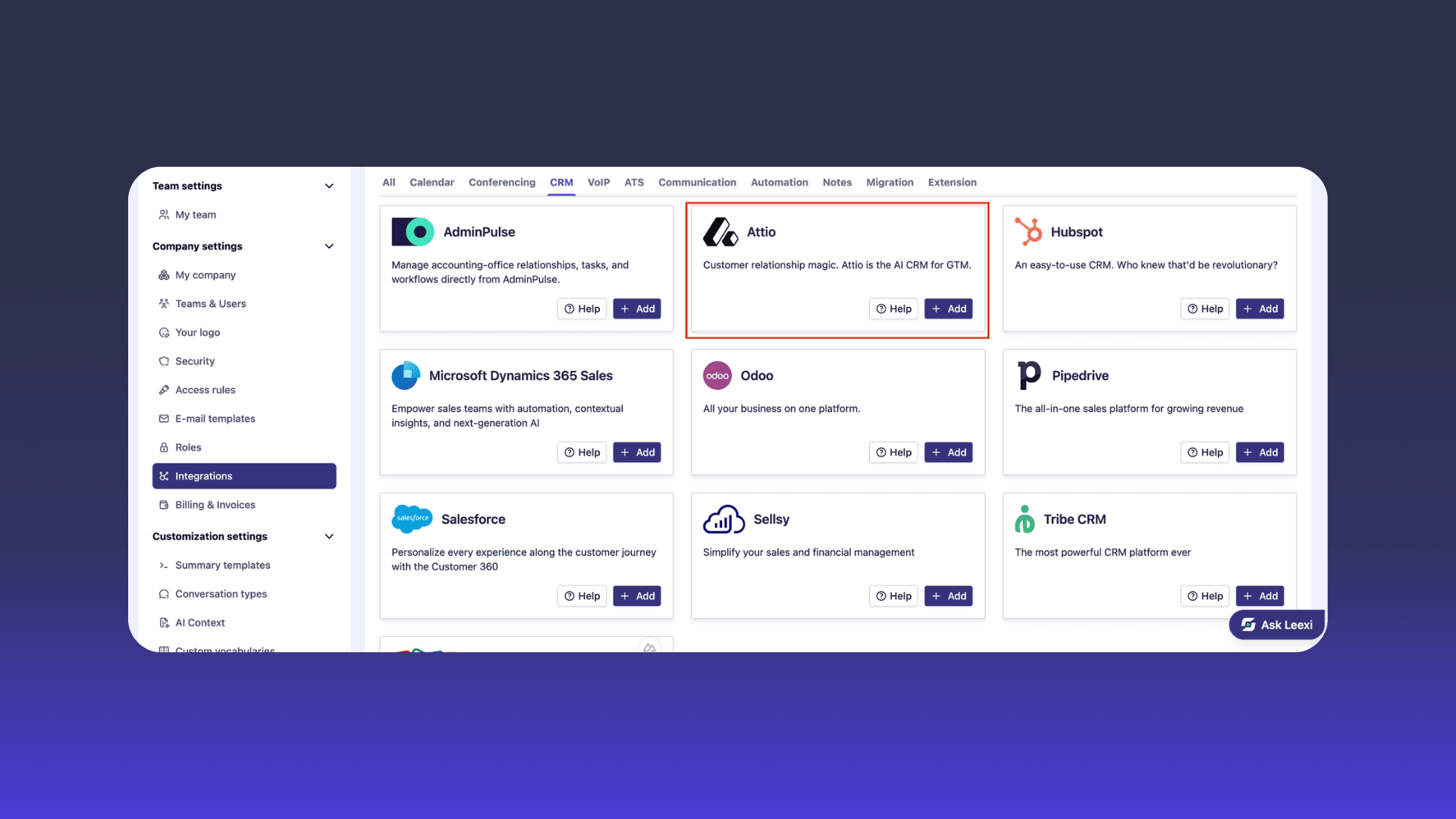Interfaccia marketplace integrazioni software che mostra varie app, con Airtable evidenziato.