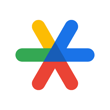 Colorful star-like logo with overlapping green, yellow, red, and blue shapes.
