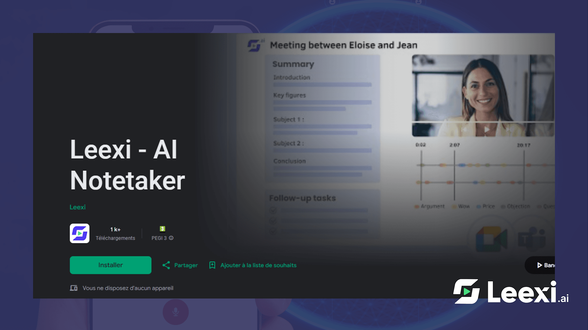 Leexi application mobile prise de notes