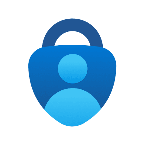 Blue shield icon with a padlock and a person silhouette inside, symbolizing security.