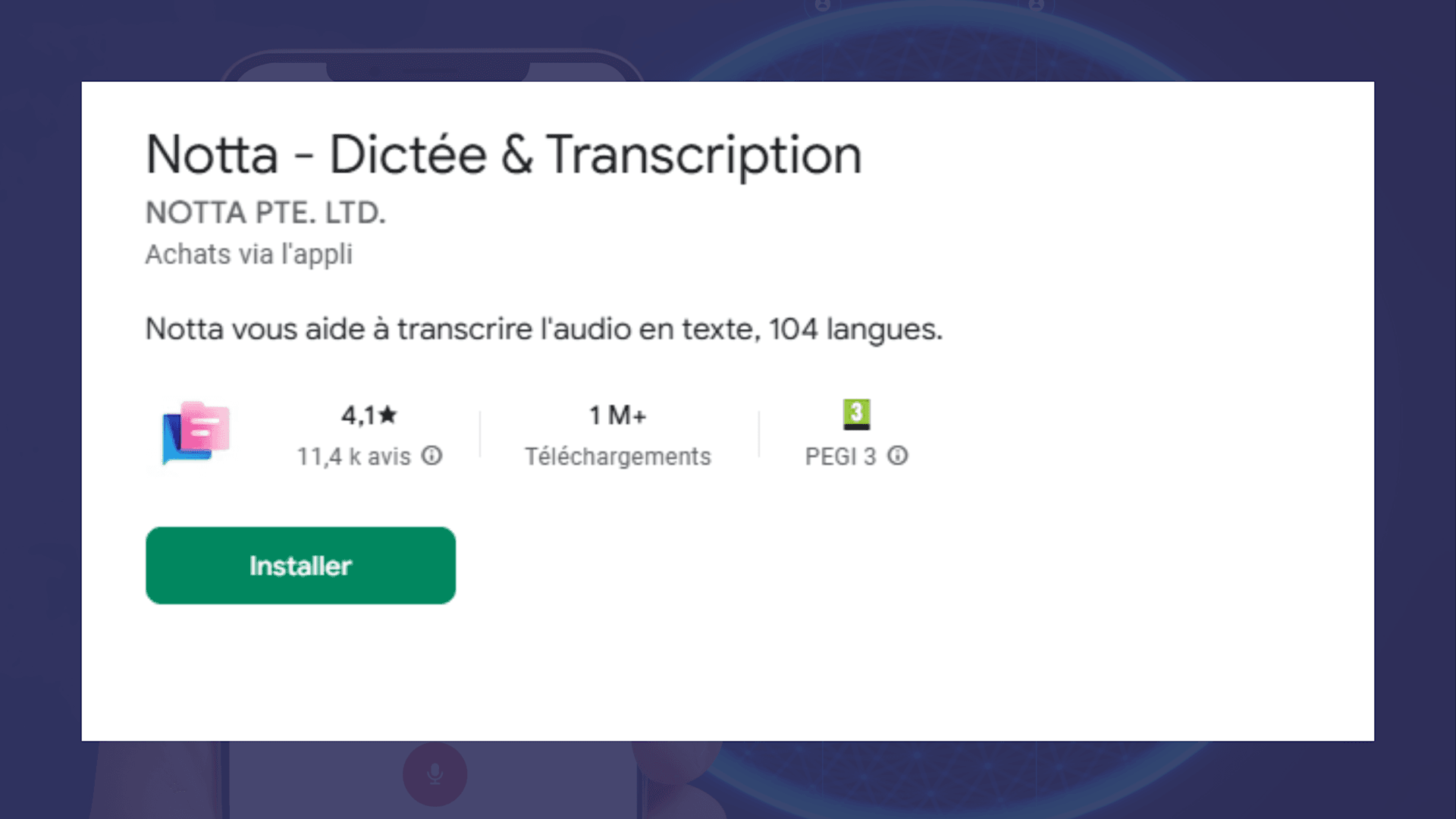 Notta application mobile prise de notes