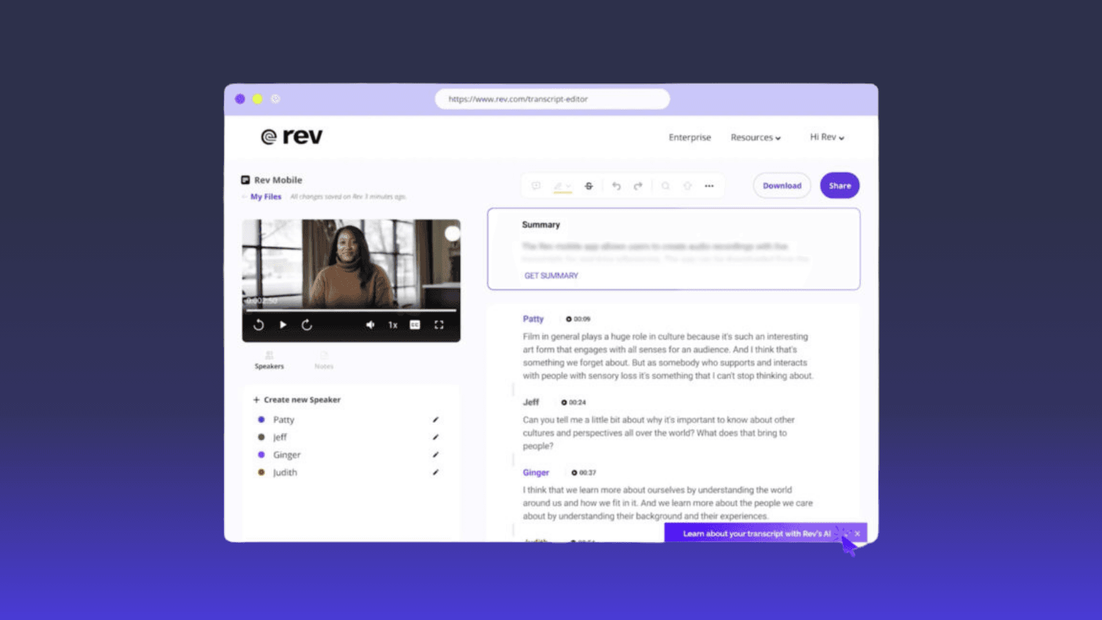 Rev.ai transcription