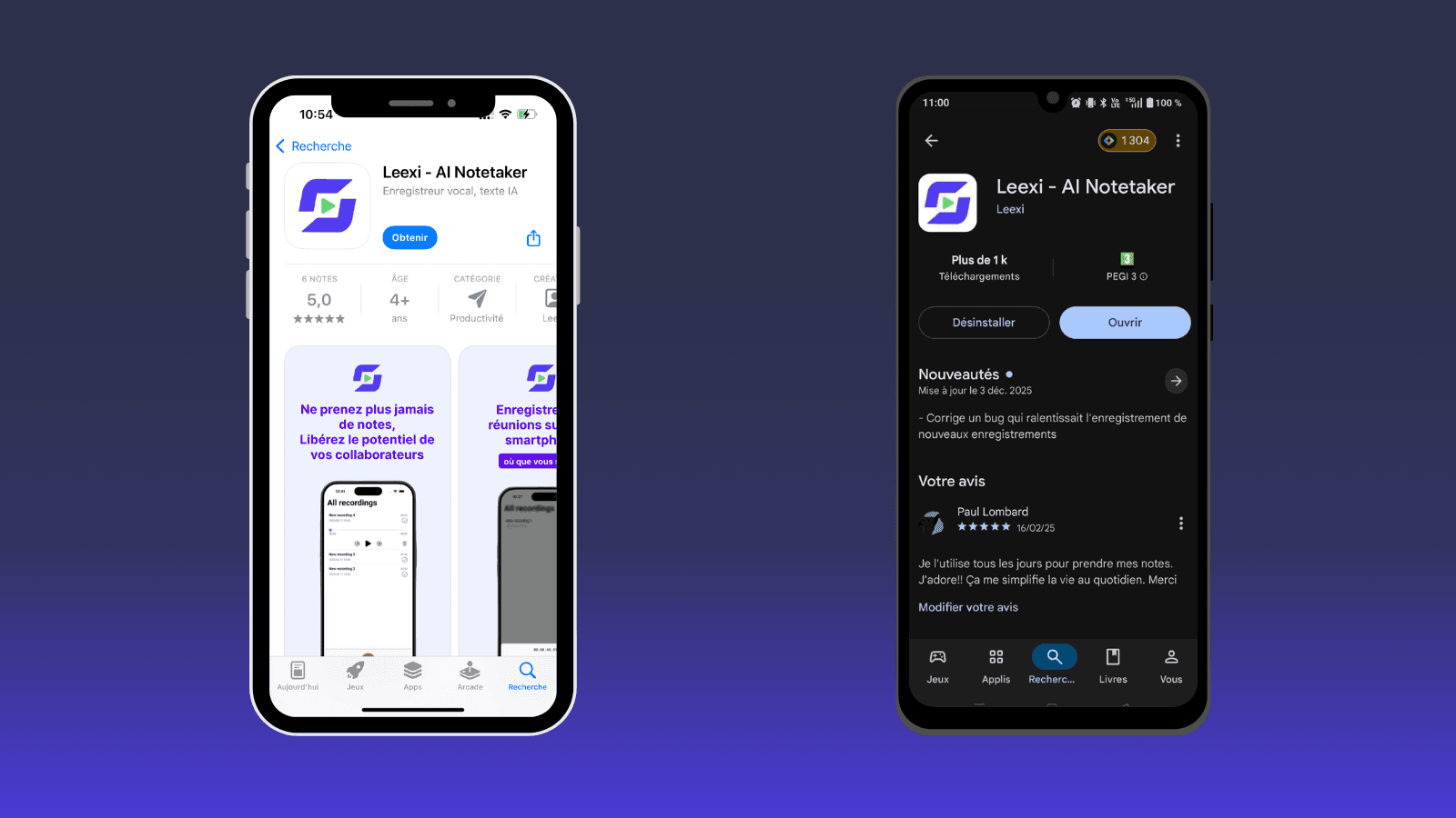 Loomi - AI Noshmaker app displayed on both Apple App Store and Google Play Store.