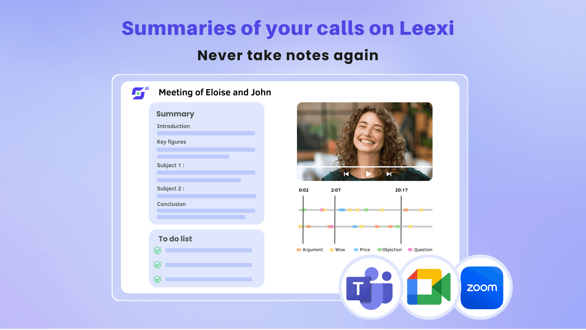 Summaries of Leexi's calls