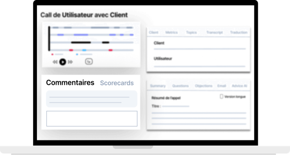 ## Collaborez plus facilement
- Avec Leexi, vous pourrez collaborer plus facilement en donnant des feedbacks sur les appels de vos collaborateurs.
- Cela vous permet de devenir plus performants en voyant les points à améliorer.