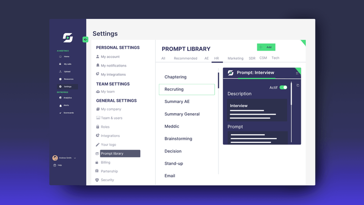 Promptbibliotheek en aangepaste prompts