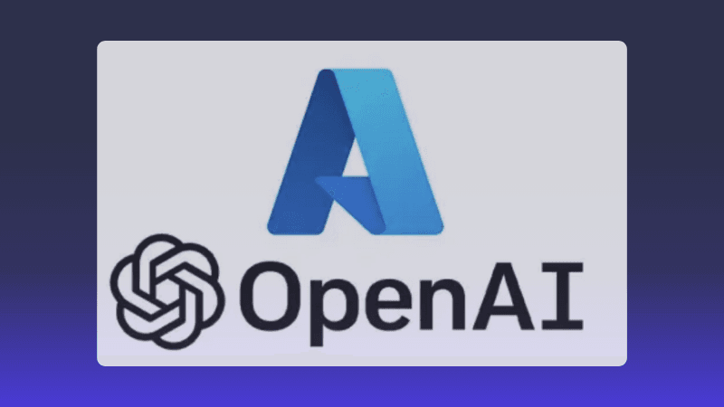 The collaboration between OpenAI and Microsoft Azure powers advanced AI solutions for businesses globally. OpenAI and Microsoft Azure logos are displayed together, symbolizing their technological partnership.